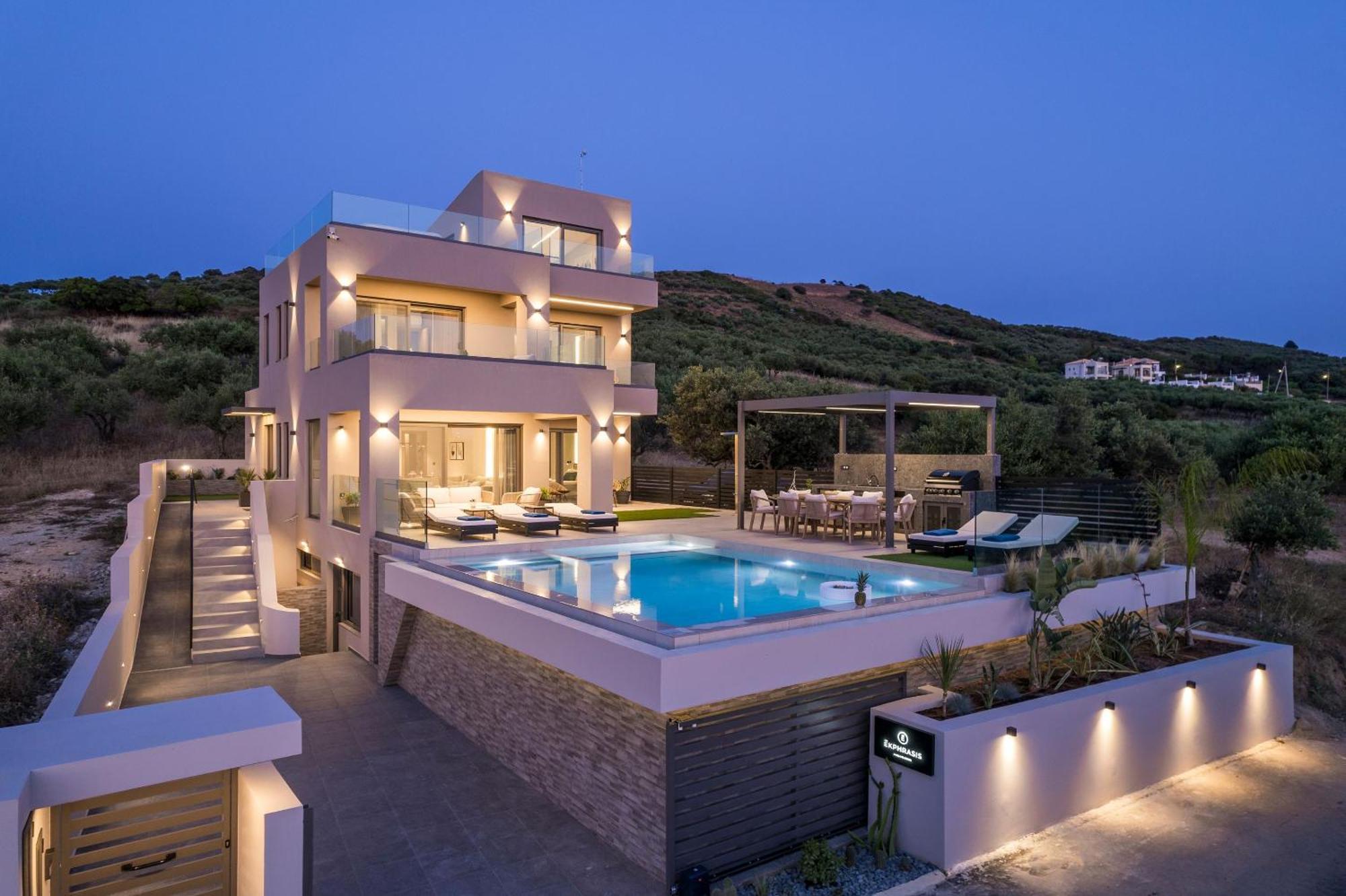 Villa Ekphrasis With Sea View And Jacuzzi Ravdhoúkha Zewnętrze zdjęcie